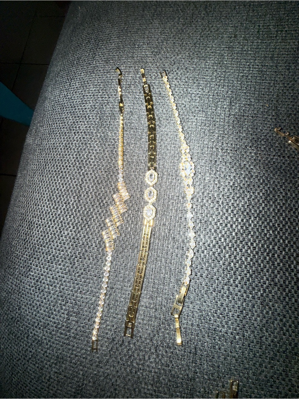Gold Crystal Tennis Bracelets - set of 3- Elegant Women's Jewelry